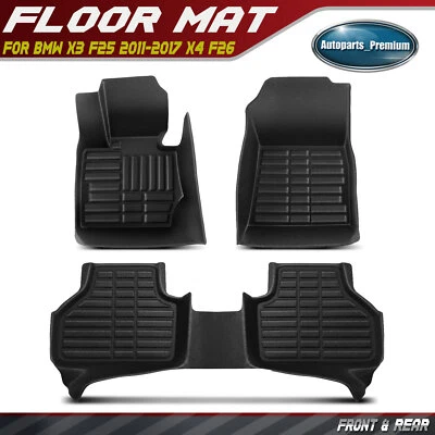 Alfombrillas delanteras y traseras negras 3 piezas para BMW X3 F25 2011-2017 X4 F26 15-18 Foto 1 de 4
