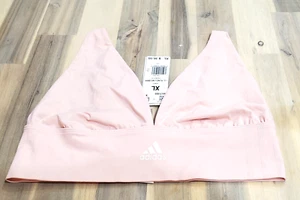 Adidas Sport Active Seamless Micro Stretch Long Line Plunge Bra Soft Pink- XL - Picture 1 of 5