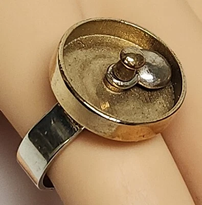 Fantastic Gold Over Sterling Silver Modernist Spinner Ring 8 OOAK Proto Type - Image 1 of 4