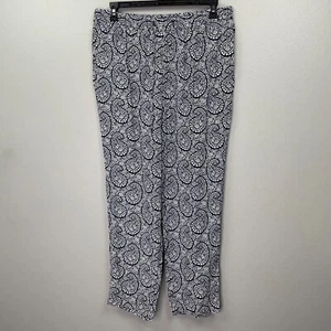 Talbots Floral Paisley Pants Womens Plus X Navy Blue Pull On Lightweight - Picture 1 of 9