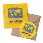 1 x Greeting Card & 10cm Sticker Set - Tectonic Plates World Map #60619