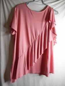 Time and Tru rosa Rüschen Bluse Oberteil Gr. XXL (20) Cold Shoulder Kurzarm - Bild 1 von 5