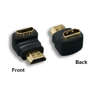 HDMI 90° Angled Adapter Male/Female Gender Changer Gold-Plated Connector Black - Picture 1 of 1