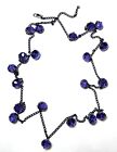 Stunning Vintage Dark Silver Tone Faceted Cut Purple Crystal Ball Necklace 44"