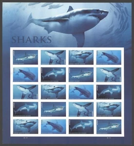 2017 US Scott #5223-5227 SHARKS - Sheet of 20 Forever Stamps MNH - Picture 1 of 1