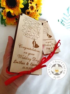 Personalised Wedding Money Box Holder Wooden Envelope Gift Keepsake - Picture 1 of 12
