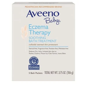 Aveeno Baby Eczema Therapy Soothing Baby Bath Treatment 5 ct 3.75 oz Pack of 3 - Picture 1 of 3