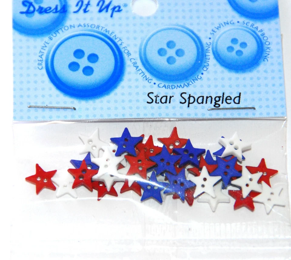 Star Spangled / Micro Stars Patriotic ~  2-hole Star Buttons / Dress It Up - Image 1 of 3