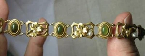 Giada Bracciale Art Nouveau 14K Oro Museum Qualità Belle Epoque Vittoriano c1890 - Foto 1 di 12