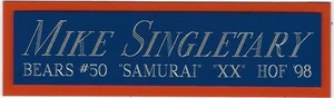 PLACA DE IDENTIFICACIÓN DE MIKE SINGLETARY BEARS AUTOGRAFIADA CASCO DE FÚTBOL AMERICANO FOTO - Imagen 1 de 8