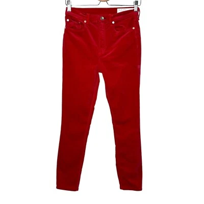 Rag & Bone Womens Red Corduroy Slim Ankle Pants Size 27 - Image 1 of 4