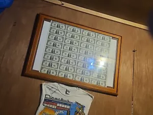 FRAMED UNCUT SHEET OF (1995 SERIES) $1 DOLLAR BILLS - Picture 1 of 4