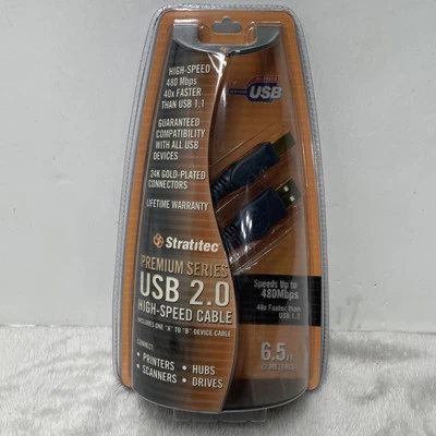 Stratitec Premium Series 6.5 Feet USB 2.0 24K Gold Connectors - High Speed Cable - Image 1 of 3