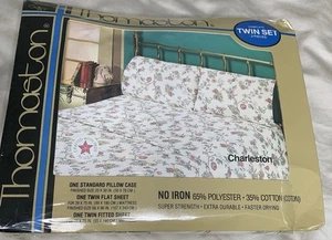 VINTAGE Thomaston Twin Sheet Set 3 piece CHARLESTON Floral Pattern New NOS! - Picture 1 of 8