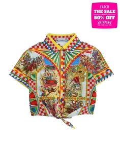 RRP €280 DOLCE & GABBANA Kids Knotted Shirt 9-10Y 132-143CM Caretto Short Sleeve - Picture 1 of 4