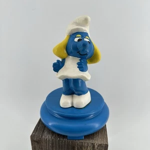 Vintage Smurfs Smurfette Music Box 8” Ceramic Japan Narco Rare Figurine HTF - Picture 1 of 17