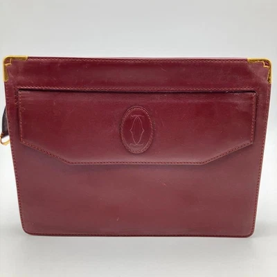 Cartier Cartier Bolso Clutch Burdeos Logo Cuero Foto 1 de 4