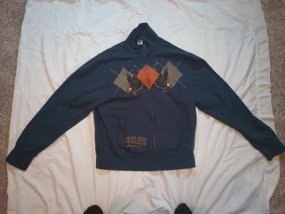 De colección. Sudadera Ed Hardy Cremallera Talla XL Unisex Azul Marino DEATH BEFORE DESHONOR Foto 1 de 4