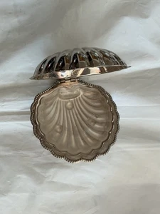 [E441] Queen Anne versilberte Muschelschale Kaviar Butterdose 5" ANTIK - Bild 1 von 4