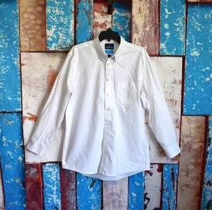 Men's Stafford Shirt Coolmax Slim Fit Button Down Long Sleeve LARGE White - Picture 1 of 15