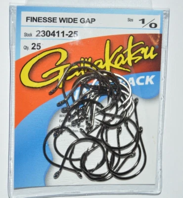 gamakatsu finesse wide gap hook hooks 1/0 230411-25 bass senko worm value pack