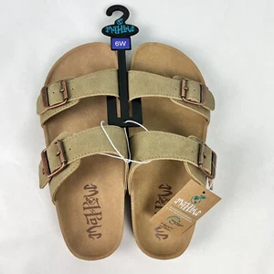 Women's Mad Love Keava Taupe Footbed Slip on Sandals Size 6W - Picture 1 of 10