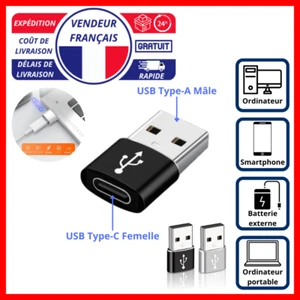 Adaptateur USB Type-C femelle vers USB-A mâle Convertisseur Charge Rapide - Imagen 1 de 9
