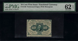 Fr-1240 $0.10 First Issue Fractional Currency - 10 Cents - Graded PMG 62 EPQ - Picture 1 of 2