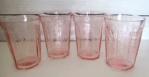 4 Pink Depression Princess Water Tumblers 1931-1935 Hocking Princess 4" Glasses - Picture 1 of 3