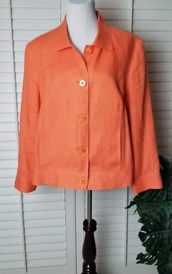 Talbots Jacket/ Blazer Womens 16P 100% Irish Linen Salmon/ Melon Pockets Button - Image 1 of 4