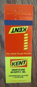 FARM RELATED: KENT FEEDS (CHARTER OAK, IOWA) MATCHBOOK MATCHCOVER -F8 - Picture 1 of 1