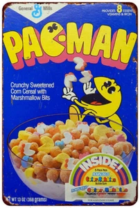 1980s Cereal - Pac-Man Cereal Box Vintage Look Reproduction metal sign - Picture 1 of 2