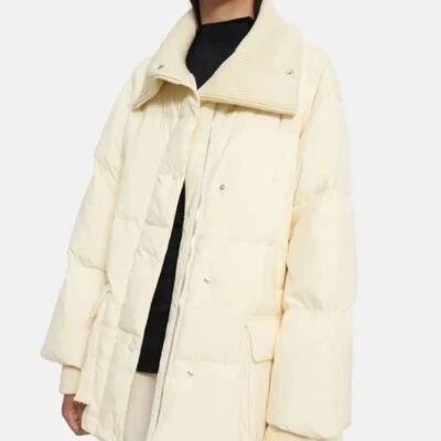 New with Tags Theory Knit Collar Puffer Cream White Size Small  - Image 1 of 4