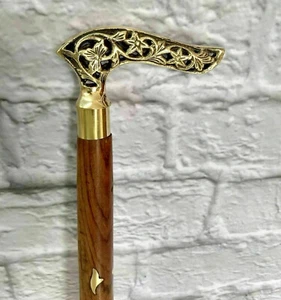 Antik Messing viktorianischer Griff Holz Vintage-Stil Gehstock Stock Designer - Bild 1 von 4