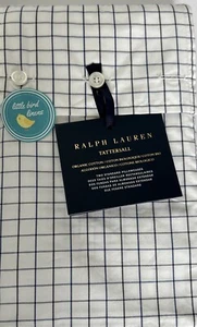 RALPH LAUREN Standard Pillowcases Tattersall Check Navy White New fac fold Pair - Picture 1 of 6