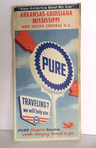 Pure Gas Road Map Arkansas Louisiana Mississippi S Central US Road Vintage -GL16 - Picture 1 of 8