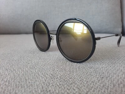 yohji yamamoto Vintage ROUND Sunglasses YY5016 019 Black & Smoked Gold Lenses 55 - Image 1 of 4
