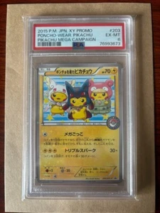 PSA 6 Poncho Wearing Pikachu Mega Campaign Set Promo 203/XY-P Pokemon EX -MT - Picture 1 of 2