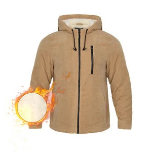 Mens Full Zip Up Hoodies Sherpa Lined Fleece Jacket Zip Up Winter Warm Coat - Picture 1 of 8