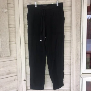 Ann Taylor Women's Cropped Pants Lyocell Linen Size XS Belt Waist Tie - Picture 1 of 9