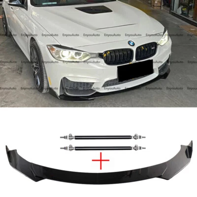 For BMW X1 X2 X3 X4 X5 X6 X7 Front Bumper Lip Spoiler + Strut Rods Glossy Black Foto 1 de 4