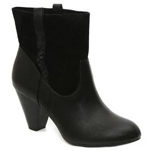 Jessica Simpson Womens Olivie Black Leather & Suede Ankle Boots Braid Detail 8.5 - Picture 1 of 9