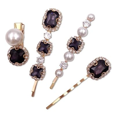 4 PIEZAS Pin Bobby Decorativo Perla Cristal Perla Dorado Accesorios Foto 1 de 4