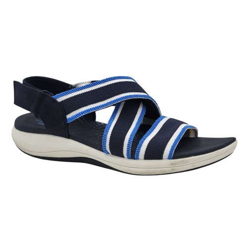 Sandali Clarks Cloudsteppers donna taglia 11 blu navy regolabili gancio passante slingback