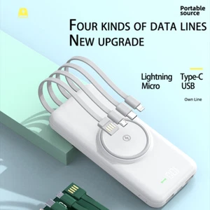 20000mAh Wireless Power Bank Backup Portable Charger External Battery USB 4Cable - Picture 1 of 19