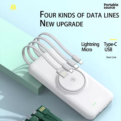 20000mAh Wireless Power Bank Backup Portable Charger External Battery USB 4Cable - Image 1 of 4