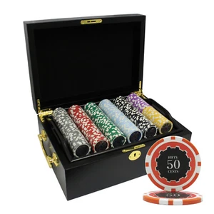 MRC POKER 500PCS 14G ECLIPSE POKER CHIPS SET BLACK COLOR WOOD CASE - Picture 1 of 6
