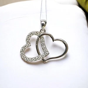 18 Ct Lab-Grown Diamond Pendant–925 Sterling Silver Heart Necklace MG006 - Picture 1 of 6