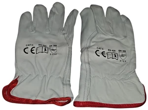 6 Pair Pack, 100 % Sheep Grain Leather Drivers, Rigger Work Safety Gloves (PPE) - Picture 1 of 11
