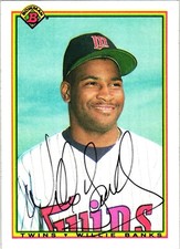 Willie Banks signed 1990 MLB Bowman Baseball card #411 Auto Twins
